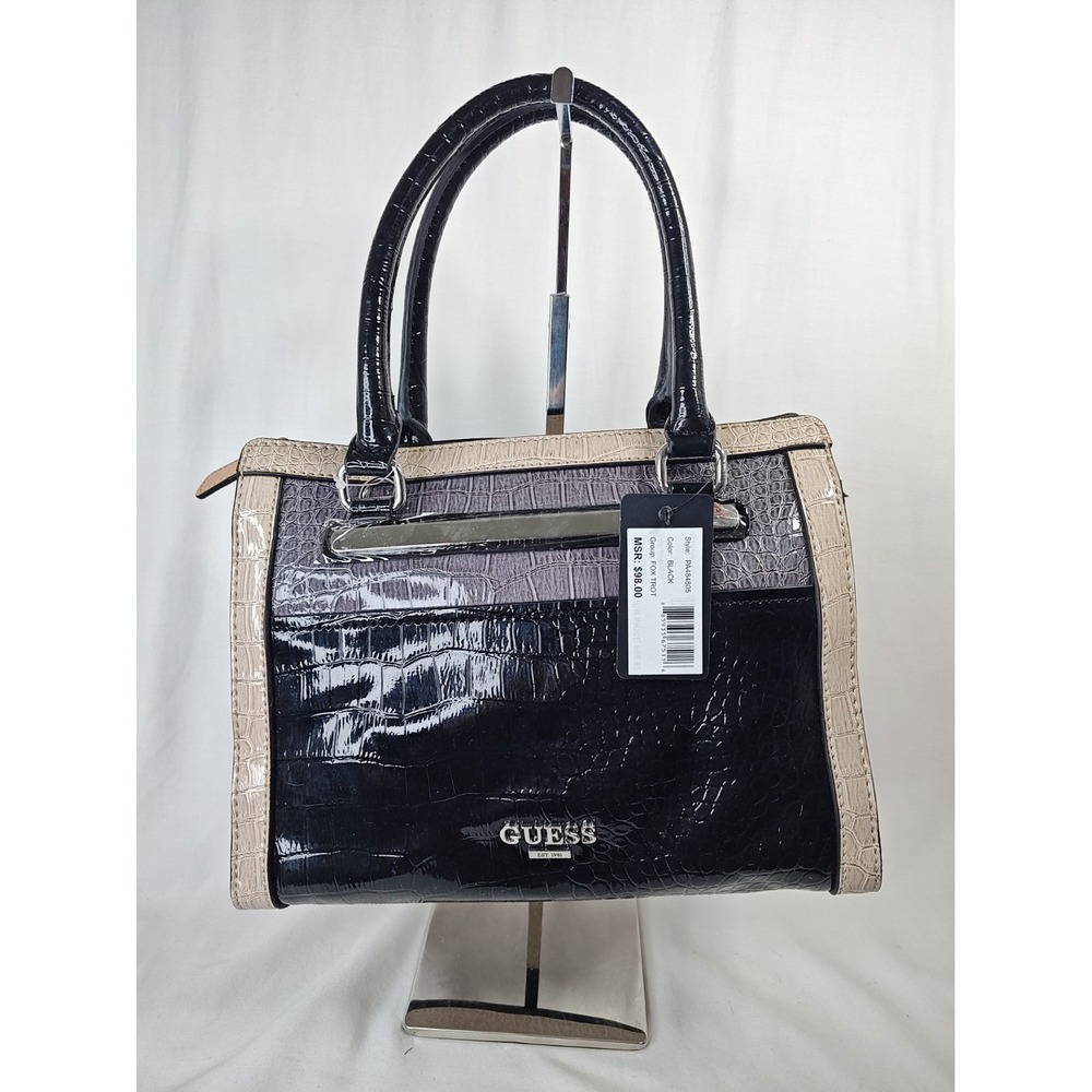 NWT GUESS Fox Trot Croc-Embossed Colorblock Satchel Handbag Crossbody PA484805